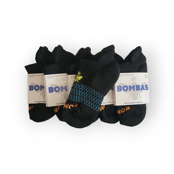 6x BOMBAS Ankle Sock Tech Unisex XS Solid Black Honeycomb Arch Support Fit Youth - Picture 5 of 9